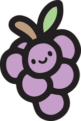 Grapes Cute Cartoon Vector Illustration