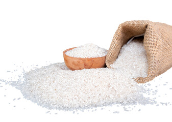 rice in a burlap sack isolated on transparent background