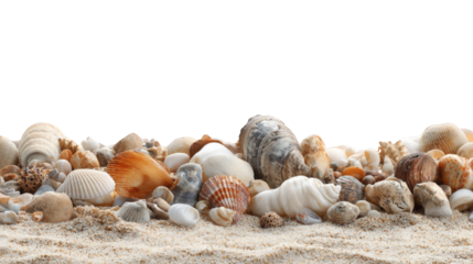 Seashell collection on sand