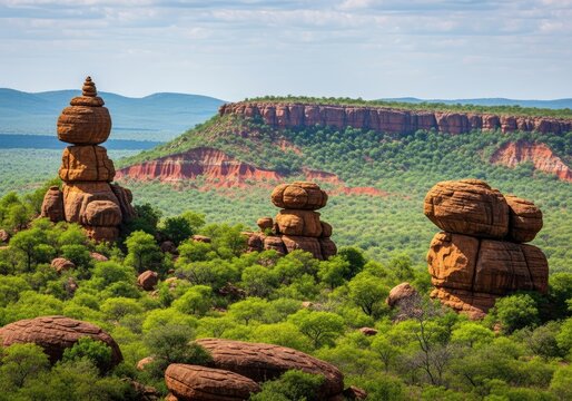 Amazing Balancing Rock Formations Amidst Greenery in Matobo National Park Zimbabwe