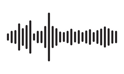 Black Podcast sound wave silhouette art. Audio waveforms  icons. soundwave silhouette on white background resembling digital audio waveform or city skyline, ideal for music and technology themes.