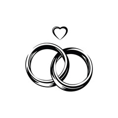 Elegant Wedding Rings Intertwined Symbolizing Eternal Love and Commitment A Heart Above Signifies the Bond