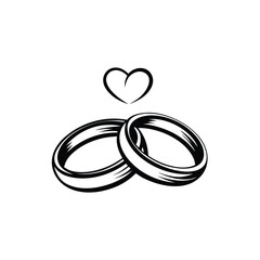 Elegant Wedding Rings Intertwined Symbolizing Eternal Love and Commitment A Heart Above Signifies the Bond