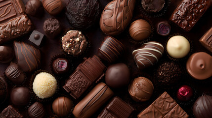 Assorted Gourmet Chocolates A Delicious Top View