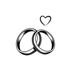 Elegant Wedding Rings Intertwined Symbolizing Eternal Love and Commitment A Heart Above Signifies the Bond