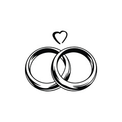 Elegant Wedding Rings Intertwined Symbolizing Eternal Love and Commitment A Heart Above Signifies the Bond