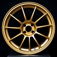 Obraz premium Gold Ten-Spoke Racing Wheel, Clean Front View