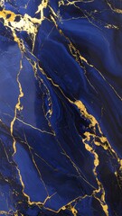 Deep blue and gold marble-like abstract design
