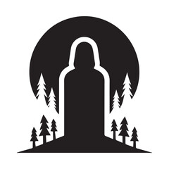 graveyard vector silhouette outline logo design concept illustration