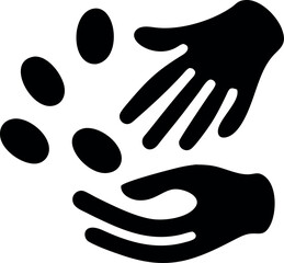 Fototapeta premium Giving and Receiving Hands Sharing Small Objects, Symbolic of Generosity, Support, and Community