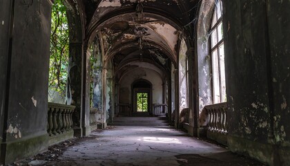 Obraz premium Decaying hallway in an abandoned mansion