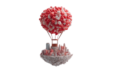 Floating city of balloons