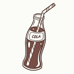 Vector art of a bottle of cola with a straw illustration