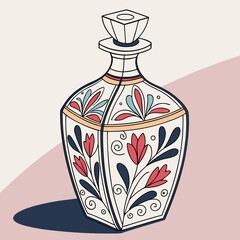 Vector art of ornate decanter with floral pattern, a decorative and stylish vessel illustration
