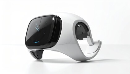 Sleek, modern device with a curved design and a black display panel, showcasing futuristic technology.