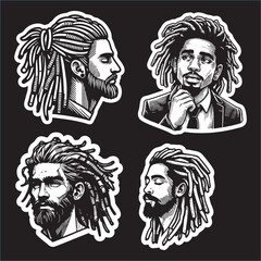 A illustrator of Dreadlock man with line drawing