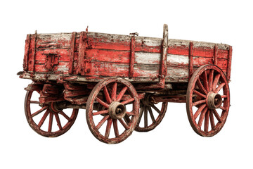 Fototapeta premium Old red wooden wagon on a black background