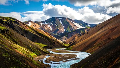 Mountainous valley with a winding river