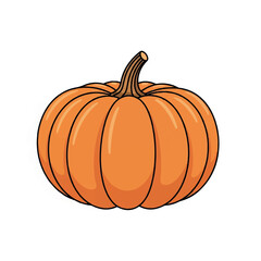 Vibrant Orange Pumpkin with Stem Isolated on White Background.