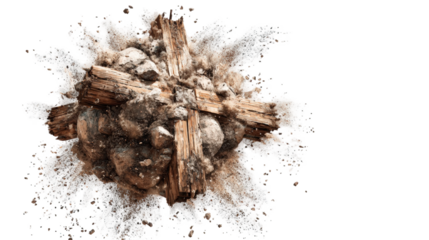 Ancient cross, stones, and splash