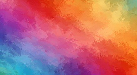 A vibrant, textured watercolor background painted with a spectrum of bright, bold rainbow colors, creating a lively and expressive artistic effect