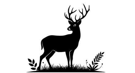 Deer silhouette black vector illustration