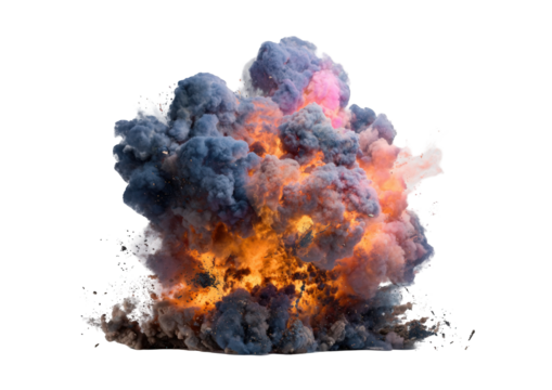 Explosion of colorful smoke and flames