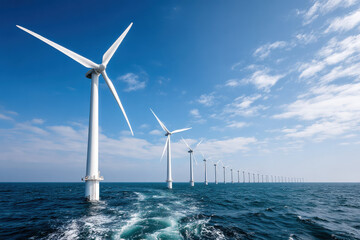 A wind farm offshore producing clean renewable energy