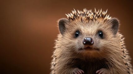 Fototapeta premium Close-Up View of an Adorable Hedgehog with Spiky Fur and Curious Expression