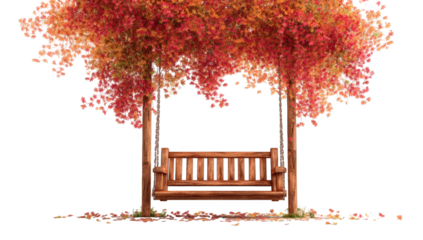 Autumnal swing beneath vibrant trees