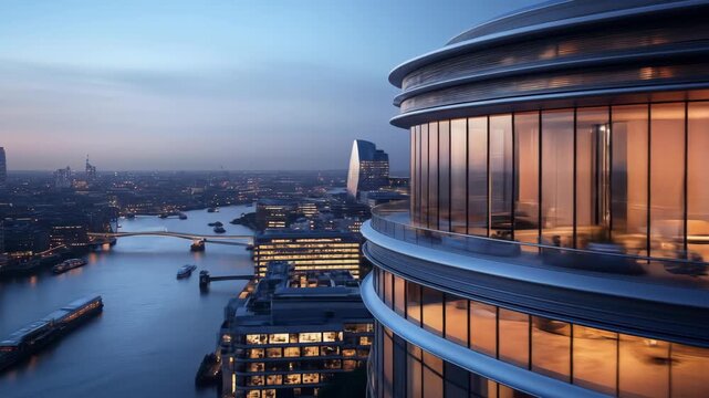 Luxury Apartment Night View Over City River