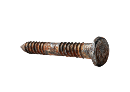 Rusted screw against black background