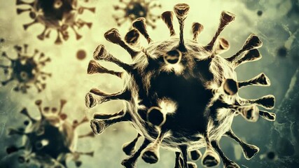 Microscopic view of coronavirus cells floating in organism - Powered by Adobe