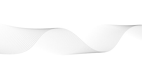 Undulate gray wave swirl. frequency soundwave; twisted curve lines with blend effect. Technology, data science, geometric border pattern.Isolated on white background. Vector illustration 