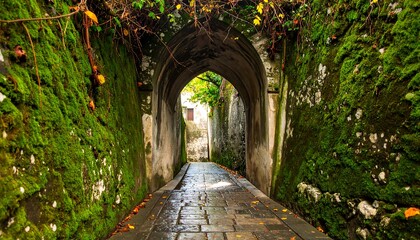 Fototapeta premium Moss-covered alleyway