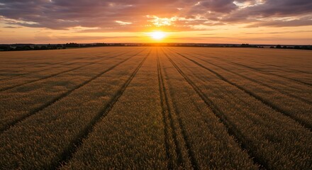 夕焼けの麦畑の軌跡