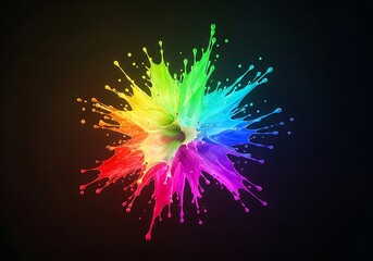 A vibrant explosion of rainbow hues bursts forth on a stark black canvas creating an exhilarating visual spectacle