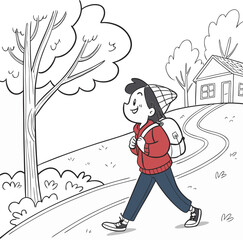 Happy Child Walking to Class
