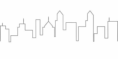 Minimalist black and white city skyline outline