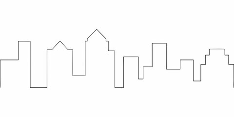 Simple black and white city skyline outline