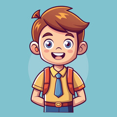 Obraz premium Cute Student Boy Illustration