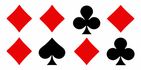 Playing card suits diamonds clubs spades in red and black