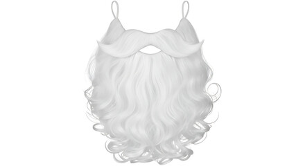 A white santa claus beard and mustache with elastic straps on a white background isolated item