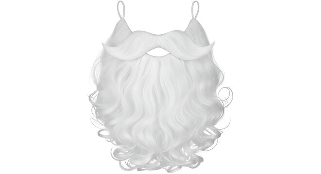 A white santa claus beard and mustache with elastic straps on a white background isolated item - Powered by Adobe