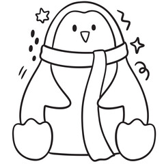 Cartoon Penguin with Scarf Illustration.