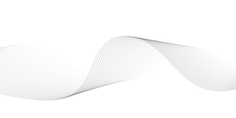 Undulate gray wave swirl. frequency soundwave; twisted curve lines with blend effect. Technology, data science, geometric border pattern.Isolated on white background. Vector illustration 