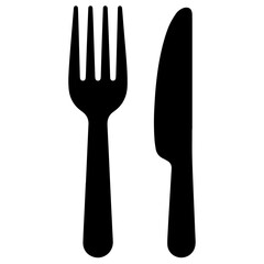 Black Silhouette Fork and Knife Icon PNG | Minimal Food Symbol Download
