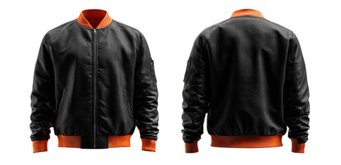Black bomber jacket with orange accents
