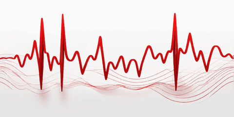 A continuous red heartbeat cardiogram pulses on a medical monitor
