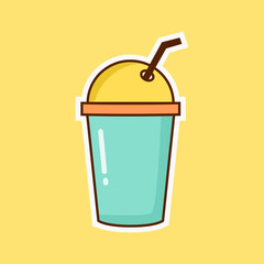 Refreshing Iced Smoothie with Straw A Cool Cartoon Treat. Perfect for use in food branding, digital stickers, menu design, beverage packaging, kawaii art